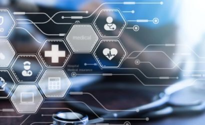 Virtual screen showing electronic medical record, symbol of digital transformation in healthcare research