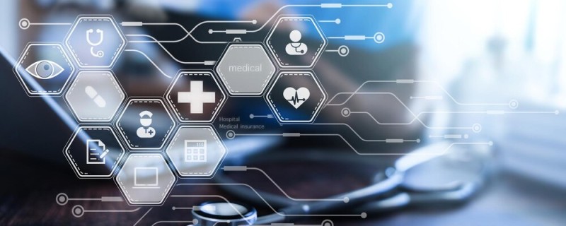 Virtual screen showing electronic medical record, symbol of digital transformation in healthcare research